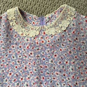 Floral Dress with Lace Collar